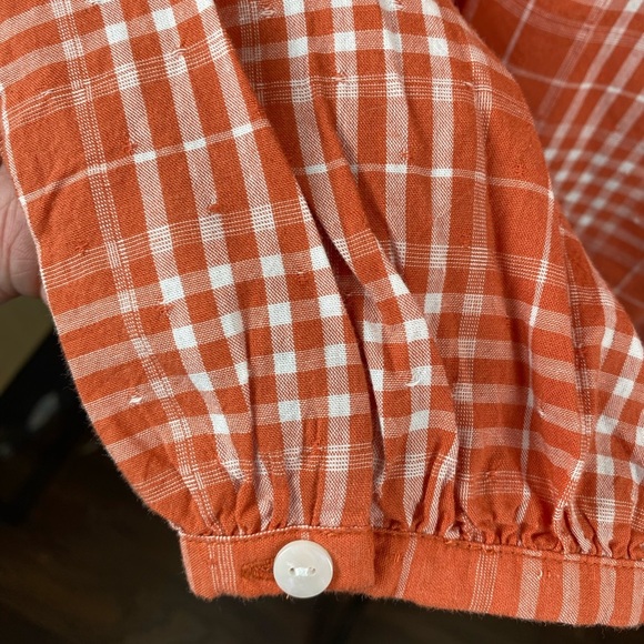 Universal Thread Orange Cream Plaid Blouse Large Lightweight Flannel Shirt NWT - Picture 9 of 11